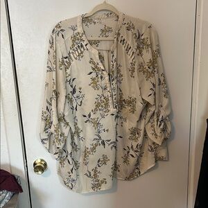 Maurices Cream and Yellow Floral Blouse